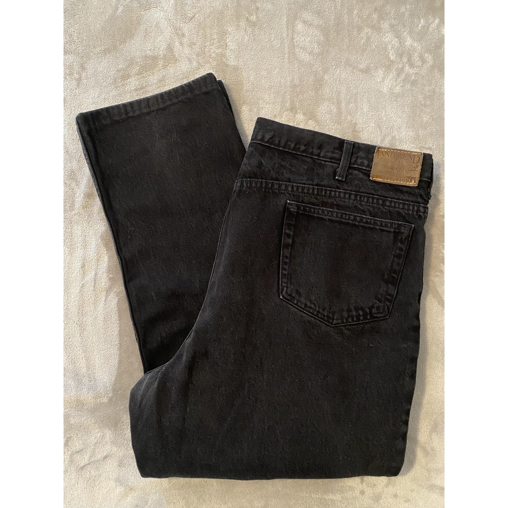 Lands' End Jeans Mens 44 Long(42x33) Black‎ Square Rigger Straight Fit Workwear